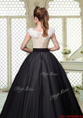 Exquisite Brush Train Quinceanera Dresses with Feather and Bowknot