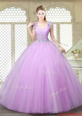Fashionable Ball Gown Scoop Quinceanera Gowns with Appliques