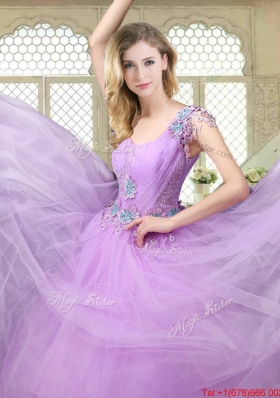 Fashionable Ball Gown Scoop Quinceanera Gowns with Appliques