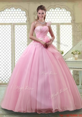 Lovely Rose Pink Quinceanera Dresses with One Shoulder