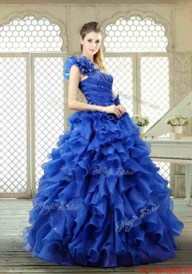 New Arrivals One Shoulder Ruffles Quinceanera Gowns for 2016