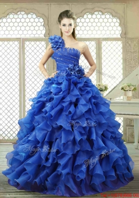 New Arrivals One Shoulder Ruffles Quinceanera Gowns for 2016