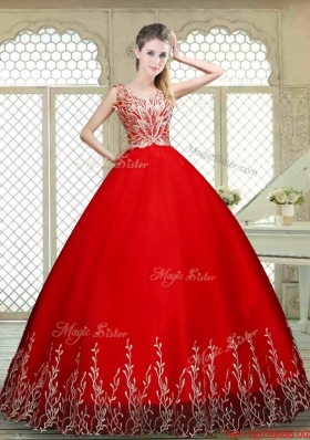 New Style Scoop Lace Up Quinceanera Gowns with Appliques