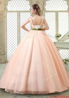 New Style Straps Quinceanera Dresses with Appliques and Belt