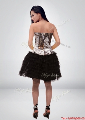 Beautiful 2015 A Line Halter Top Camo Prom Dresses with Ruffled Layers