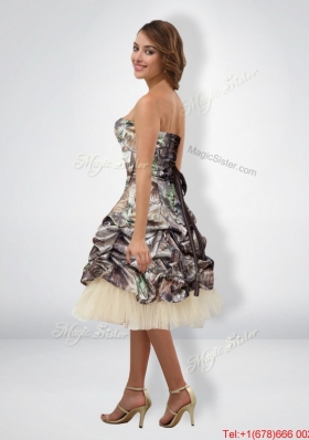 Beautiful 2015 Short Halter Top Camo Prom Dresses with Knee Length