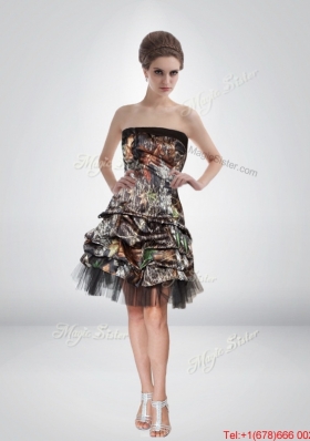 Beautiful 2015 Short Strapless Camo Prom Dresses