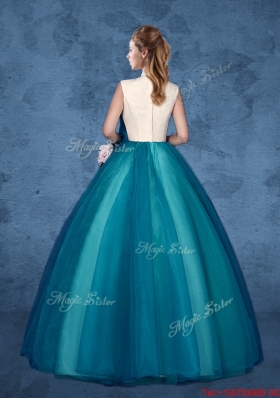 Cheap Hand Made Flowers Sweet 16 Dresses with High Neck