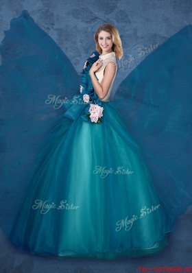 Cheap Hand Made Flowers Sweet 16 Dresses with High Neck