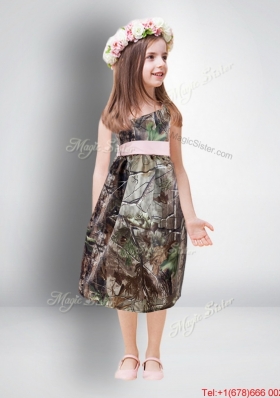 Cheap One Shoulder Tea Length New Arrival Flower Girl Dresses