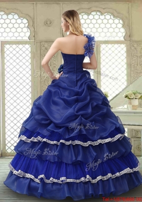 Elegant 2016 Ruffled Layers One Shoulder Quinceanera Dresses