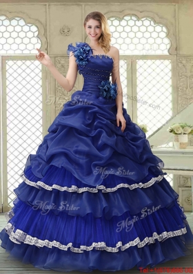 Elegant 2016 Ruffled Layers One Shoulder Quinceanera Dresses