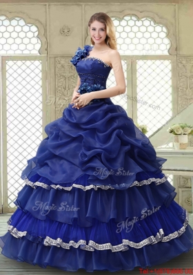 Elegant 2016 Ruffled Layers One Shoulder Quinceanera Dresses