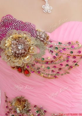 New Style Rose Pink Quinceanera Gowns with Beading and Appliques