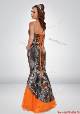 Perfect Mermaid Camo Prom Dresses with Hand Made Flower and Sashes