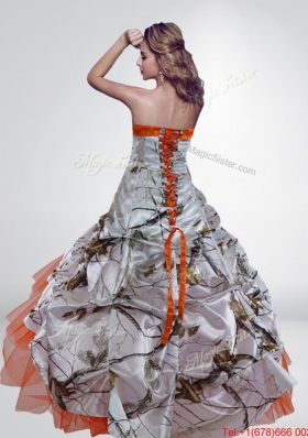 Popular A Line Strapless Camo Wedding Dresses with Brush Train