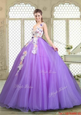Popular Beading and Appliques Quinceanera Gowns with One Shoulder