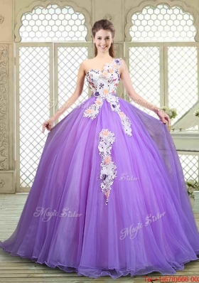Popular Beading and Appliques Quinceanera Gowns with One Shoulder