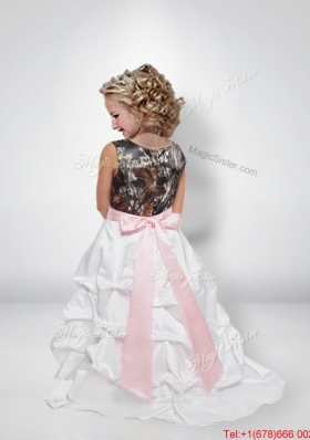 Sweet A Line Scoop New Arrival Flower Girl Dresses with Bowknot