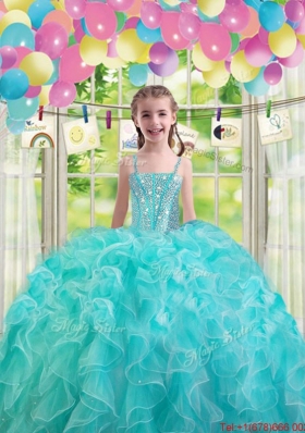 2015 Winter Beautiful Aqua Blue Macthing Sister Dresses with Beading and Ruffles