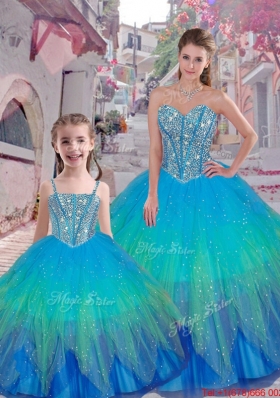 2015 Winter Classical Beaded Ball Gown Macthing Sister Dresses with Sweetheart