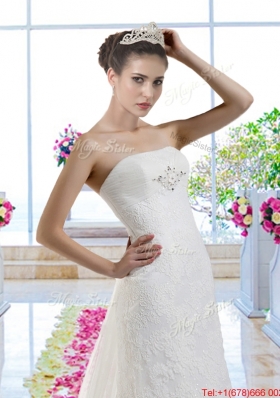 Beautiful 2016 Mermaid Laced Wedding Dresses with Watteau Train
