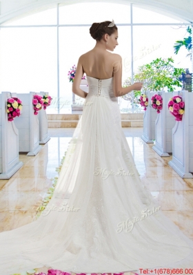 Beautiful 2016 Mermaid Laced Wedding Dresses with Watteau Train