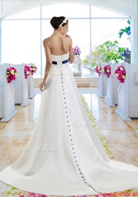 Beautiful Beaded and Bowknot Bridal Gowns with Chapel Train