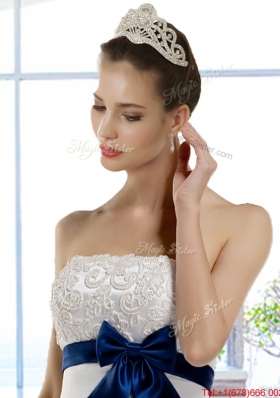 Beautiful Beaded and Bowknot Bridal Gowns with Chapel Train