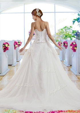 Classical A Line Court Train Wedding Dresses for Garden