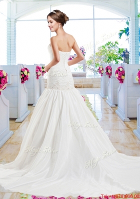Classical Appliques Mermaid Wedding Gowns with Court Train