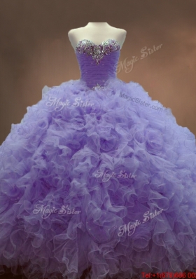 Classical Beaded Sweetheart Lavender Sweet 16 Gowns with Ball Gowns