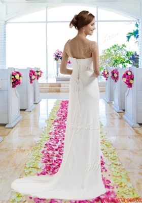 Designer Column One Shoulder Wedding Dresses for Beach