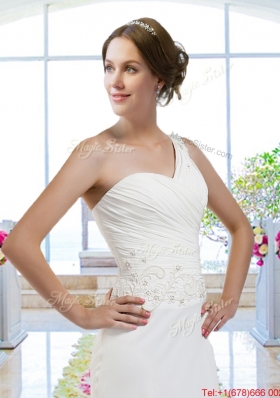 Designer Column One Shoulder Wedding Dresses for Beach