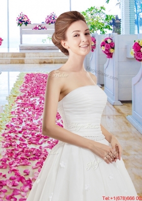 Elegant A Line Strapless Wedding Gowns with Appliques