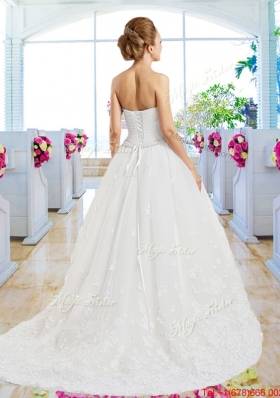 Elegant A Line Strapless Wedding Gowns with Appliques
