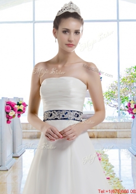 Fabulous Laced and Belt Wedding Gowns with Strapless