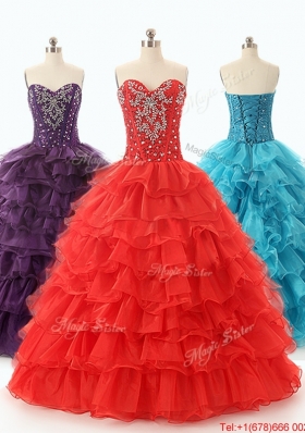 In Stock 2016 Ball Gown Sweet 16 Dresses with Ruffled Layers