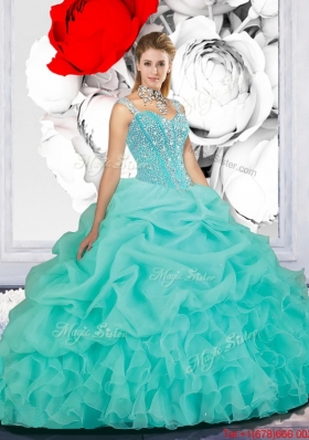 New Style Ball Gown Straps Macthing Sister Dresses in Turquoise