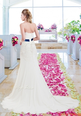 2016 Beautiful Empire Wedding Gowns with Lace and Bowknot