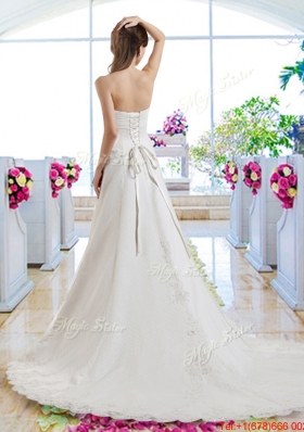Beautiful A Line Strapless Bridal Dresses with Appliques