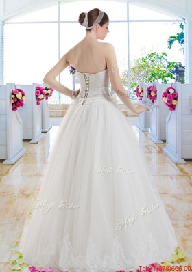 Exquisite Appliques Sweetheart Bridal Dresses with A Line