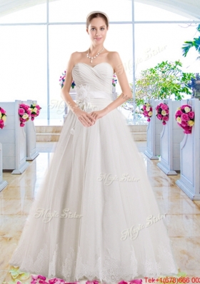 Exquisite Appliques Sweetheart Bridal Dresses with A Line