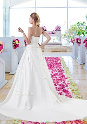 Fashionable Hand Made Flowers Wedding Gowns with A Line