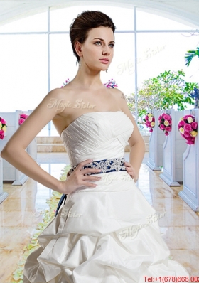 Gorgeous Sashes 2015 Bridal Gowns with Chapel Train