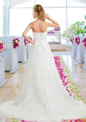 Informal A Line Laced Wedding Dresses with Lace Up