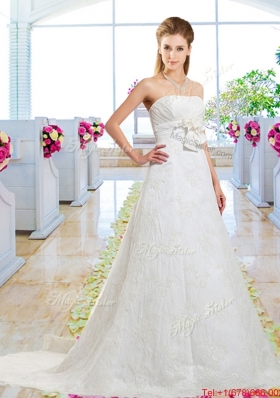 Informal A Line Laced Wedding Dresses with Lace Up