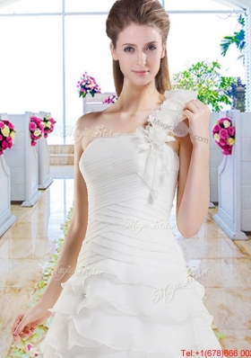 New Style Ruffled Layers Bridal Dresses with One Shoulder