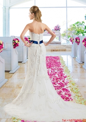 Popular 2016 Appliques and Belt Wedding Dresses with Strapless