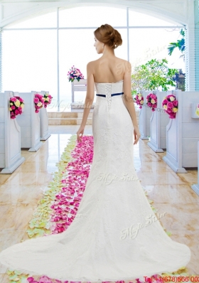 Pretty 2016 Column Laced Wedding Dresses with Lace